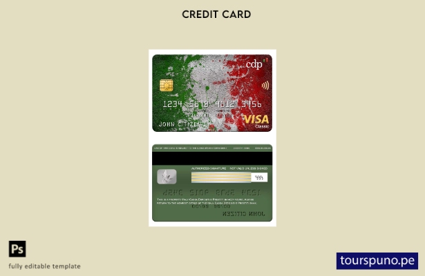 listo para imprimir plantilla de tarjeta clásica de visa bancaria Italia Cassa D